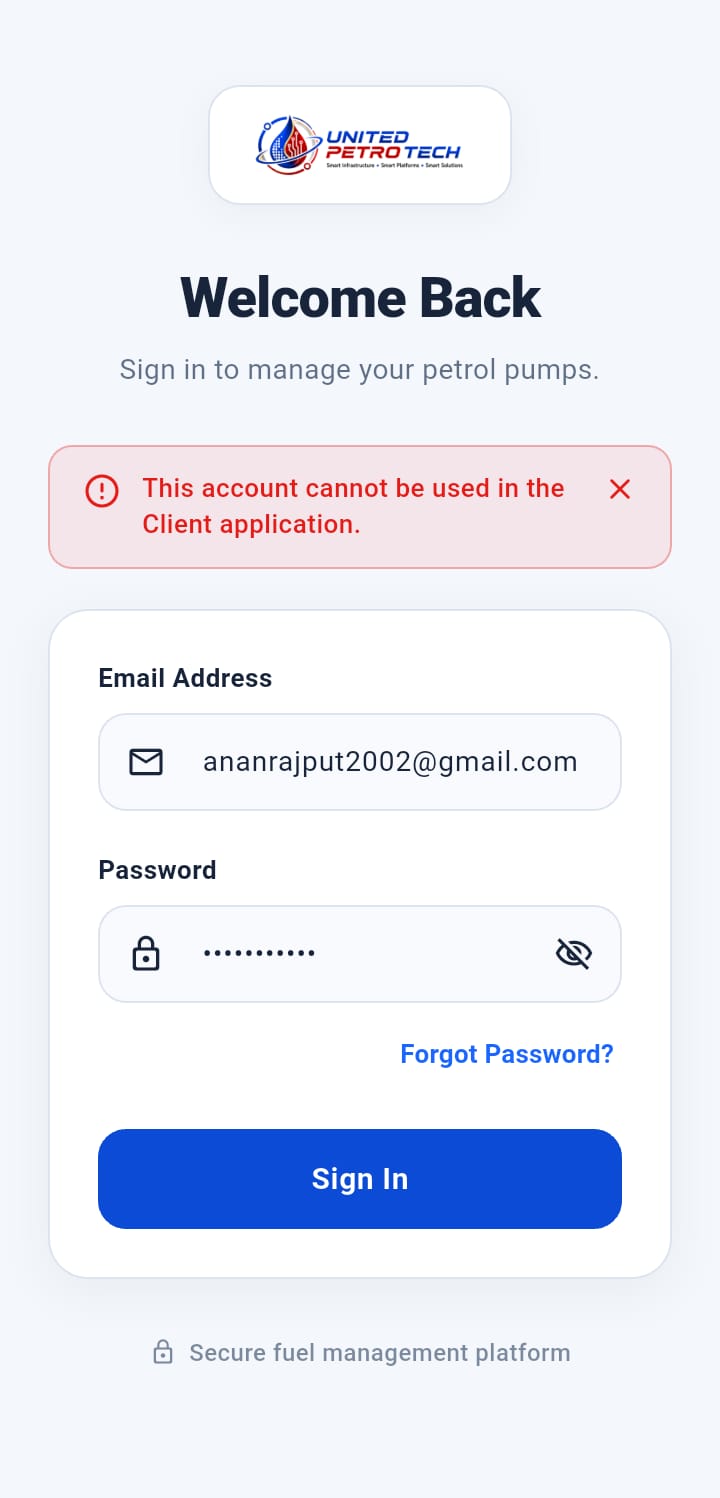 Representative Client Application warning/error state