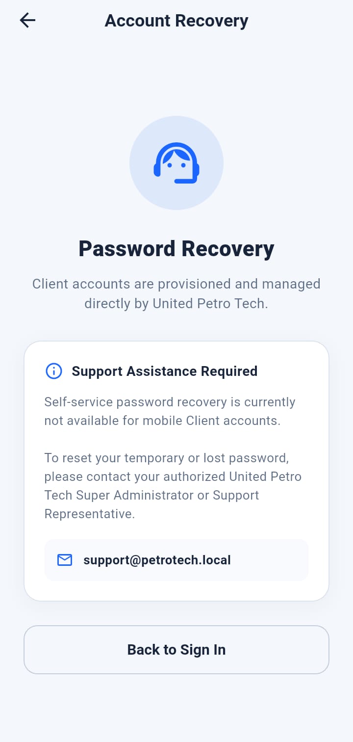 Forgot Password screen