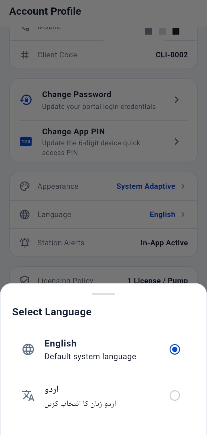 Client Application English example