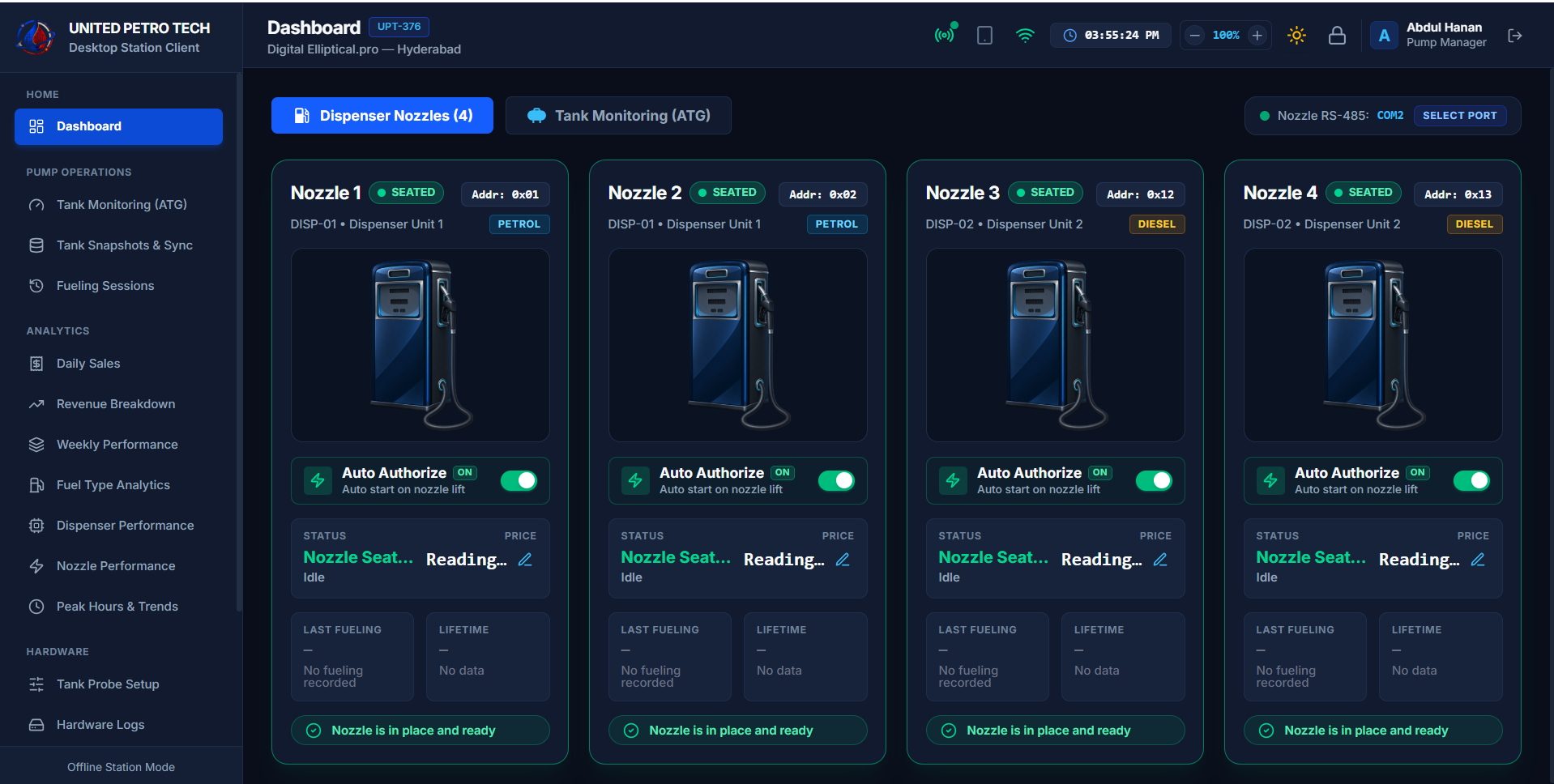 Desktop dashboard after successful login